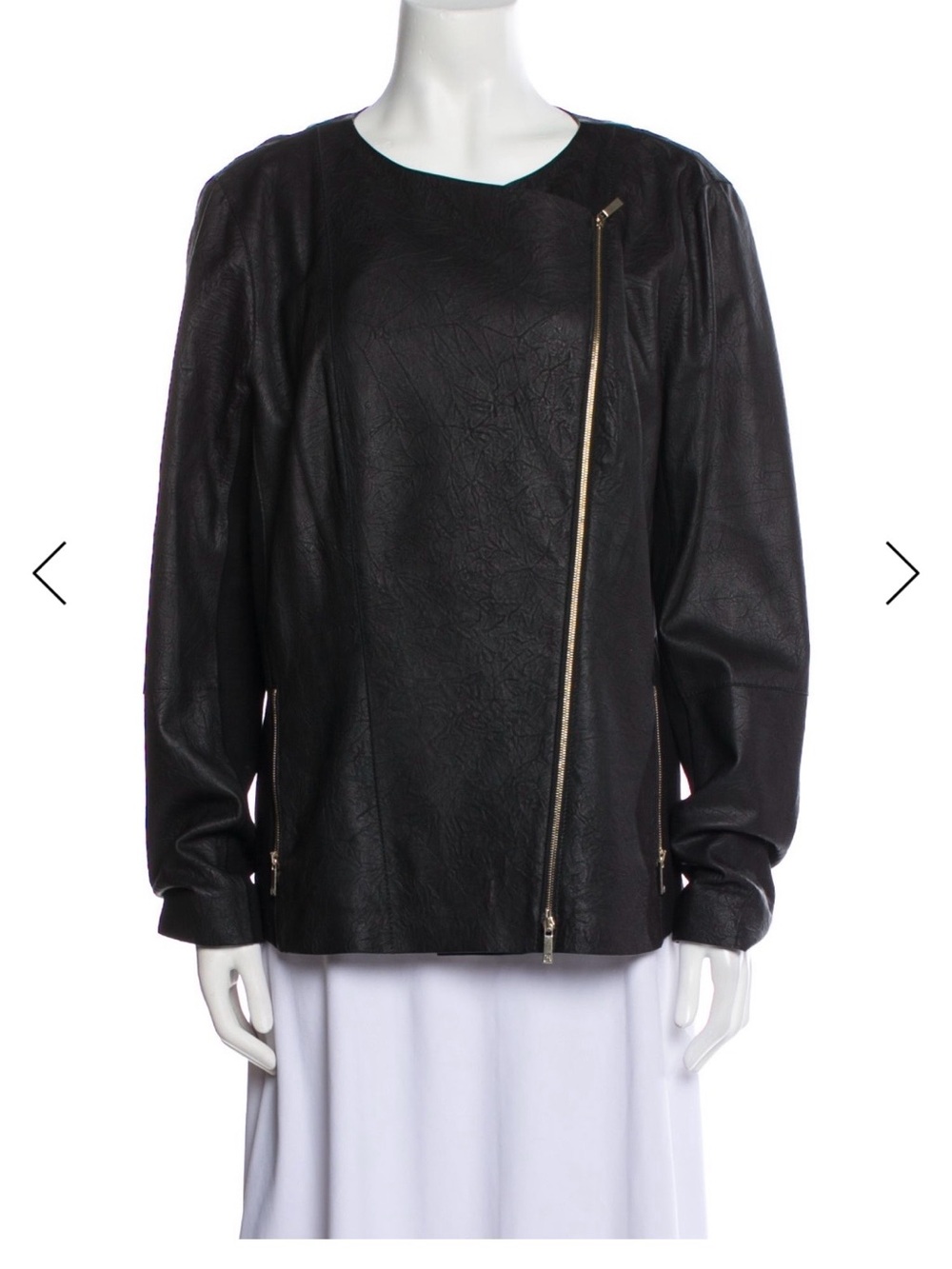 Lafayette 148 New York Black Asymmetrical Zip Leather Jacket